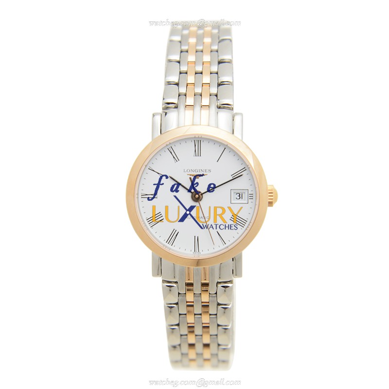 Longines L4.309.5.11.7 Replica Watch, Automatic, 18kt Rose Gold & Steel, White Dial, Silver Strap - Image 2