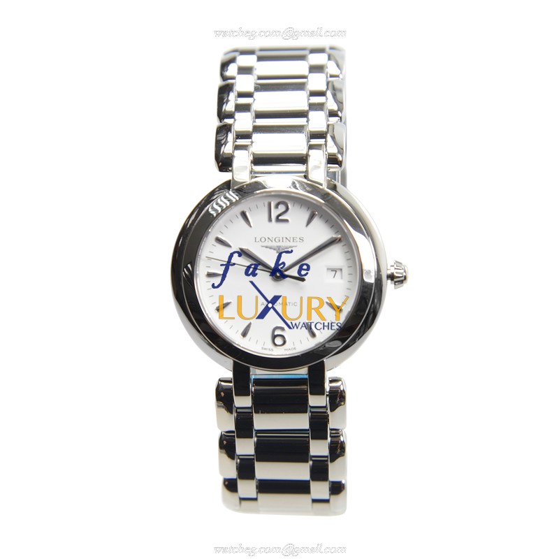 Longines L8.113.4.16.6 Prima Luna Replica Watch, White Dial, Automatic, Steel Bracelet - Image 2