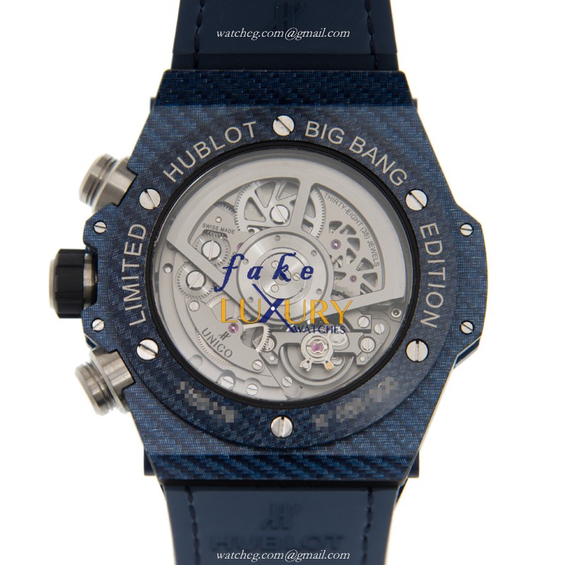 Hublot 411.YL.5190.NR.ITI15 Automatic Carbon Fiber Replica Watch, Blue Dial, Folding Clasp - Image 4