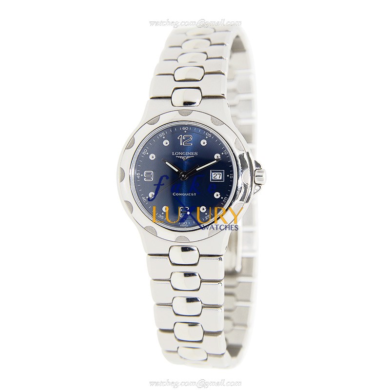 Longines L1.505.4.96.6 Replica Watch, Quartz, Blue Dial, Steel Case, Silver Strap - Image 2