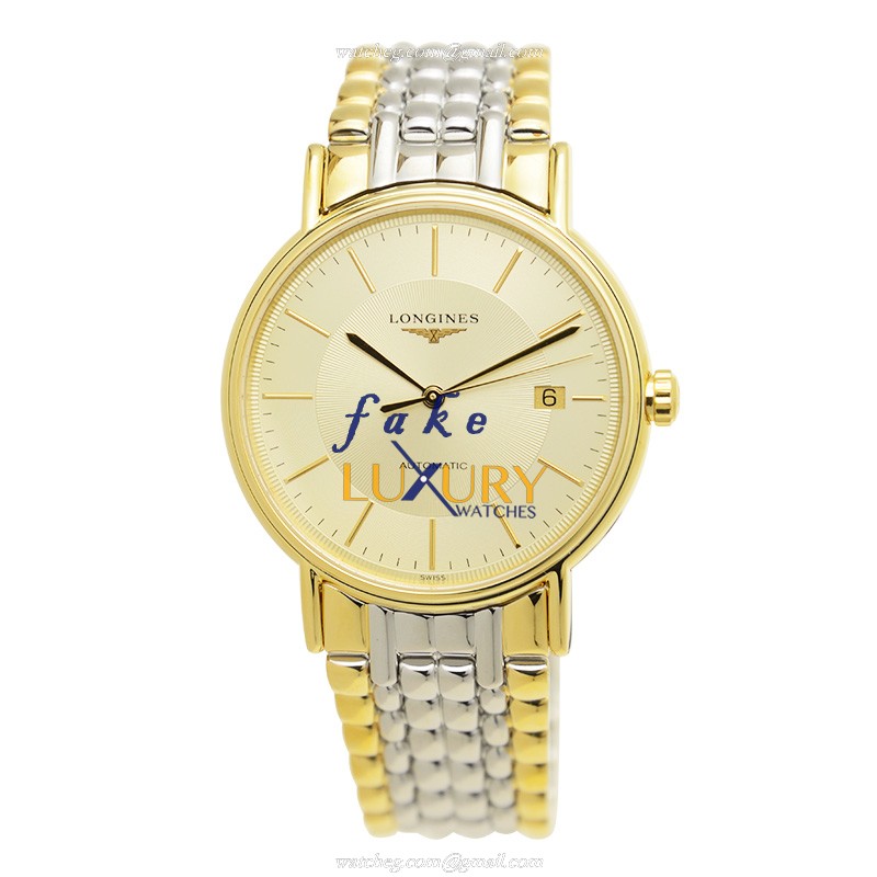 L4.921.2.42.7 - Longines PRESENCE Replica Watch Automatic PVD Gold Gold Dial Silver Strap - Image 2