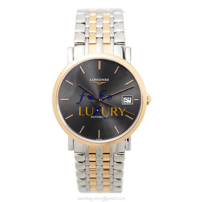 Longines Elegant L4.809.5.72.7 Automatic 18kt Rose Gold & Steel Black Dial Replica Watch - Image 2