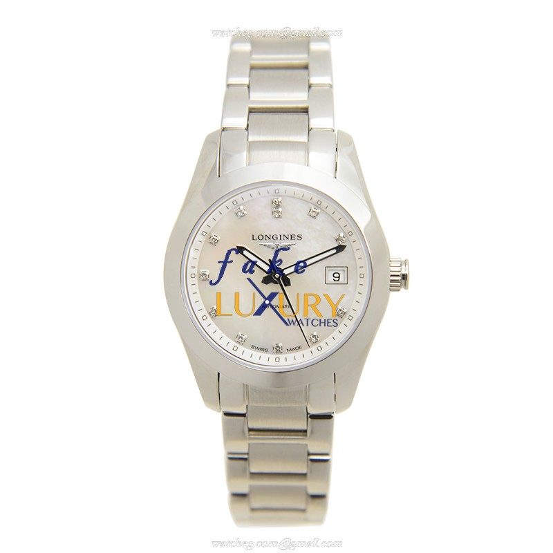 Longines L2.285.4.87.6 Conquest Replica Watch With Automatic Movement, White Mother of Pearl Dial - Image 2