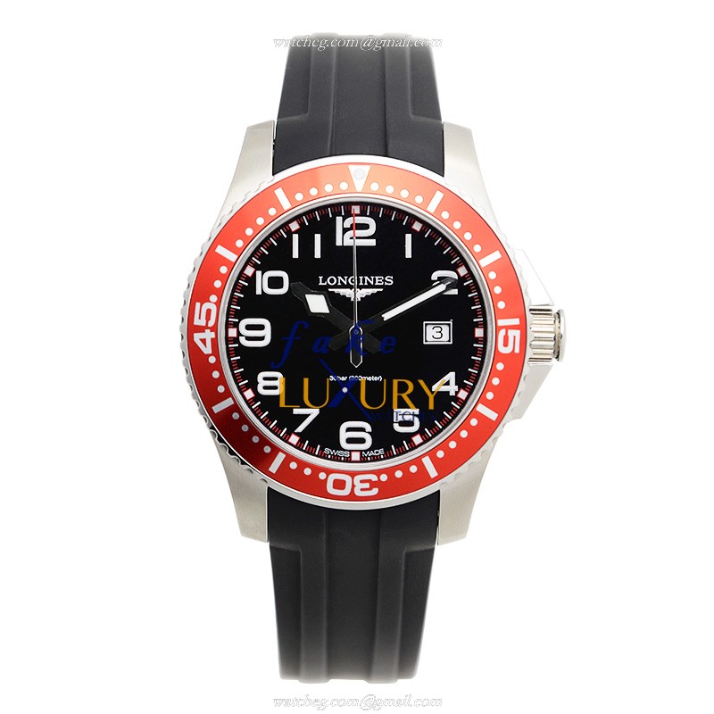 Longines L3.688.4.59.2 CONQUEST - Replica Watch - Quartz Black Dial - Steel Case Rubber Strap - Image 2