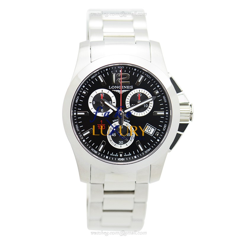 Longines L3.700.4.56.6 Conquest Replica Watch Black Dial Stainless Steel Case Quartz Movement - Image 2