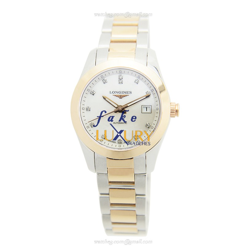Longines L2.285.5.87.7 Conquest Classic Replica Watch, Automatic, White Mother of Pearl Dial, 18kt - Image 2