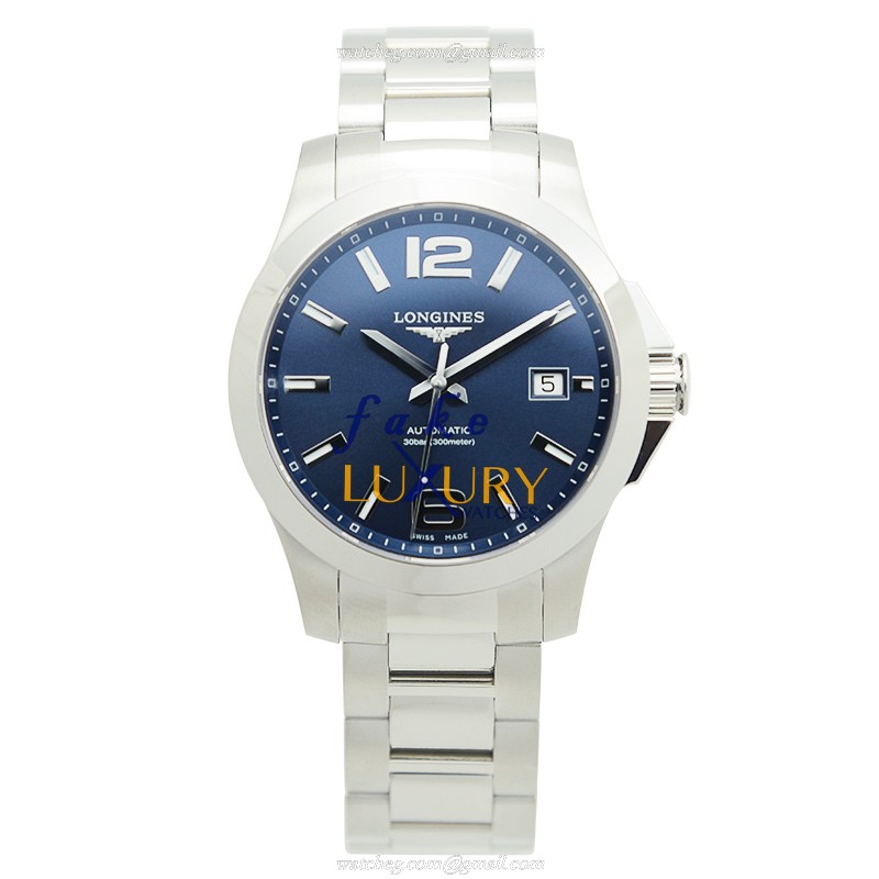 Longines L3.676.4.99.6 CONQUEST Replica Watch, Blue Dial, Automatic Movement, Steel Bracelet - Image 2