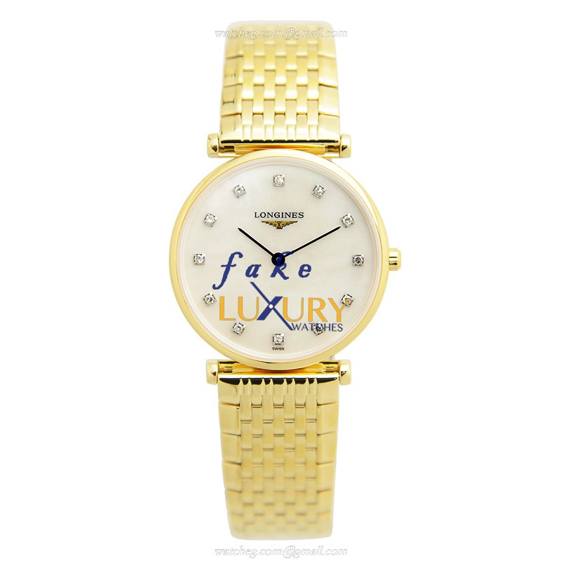 Longines L4.512.2.87.8 La Grande Quartz Replica Watch, White Mother of Pearl Dial, Gold PVD Strap - Image 2