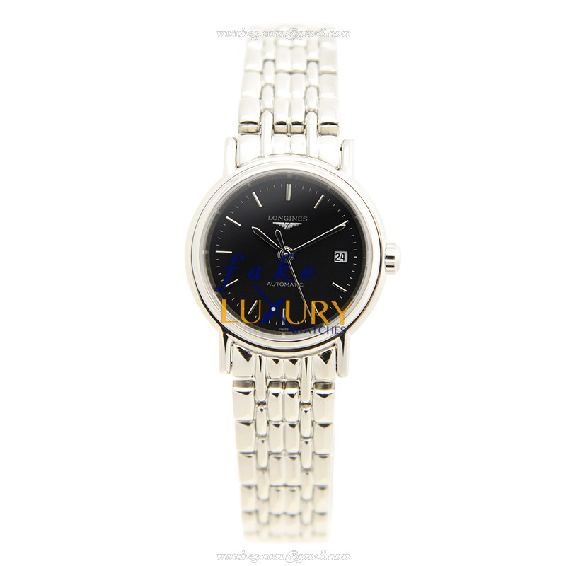 Longines L4.321.4.52.6 PRESENCE Automatic Stainless Steel Replica Watch, Black Dial, Silver Strap - Image 2