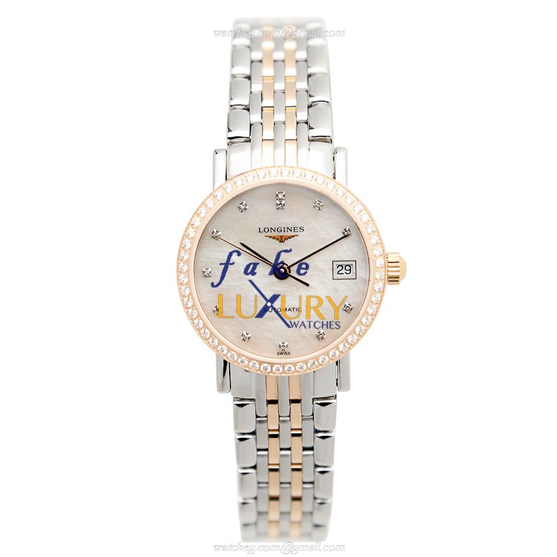 Longines L4.309.5.88.7 Elegant Replica Watch, Automatic Movement, Silver Mother of Pearl Dial - Image 2