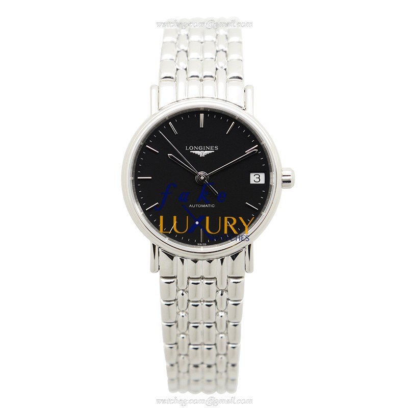 Longines L4.322.4.52.6 Replica Watch - Automatic Movement, Black Dial, Steel Case, 30mm, Sapphire - Image 2