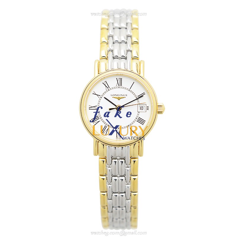 Longines L4.220.2.11.7 PRESENCE Replica Watch, Quartz Movement, White Dial, Gold-Plated & Steel Case - Image 2