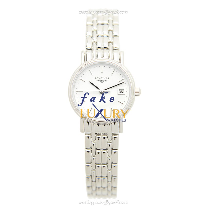 Longines L4.220.4.12.6 Quartz Replica Watch, White Dial, Silver Stainless Steel Case - Image 2