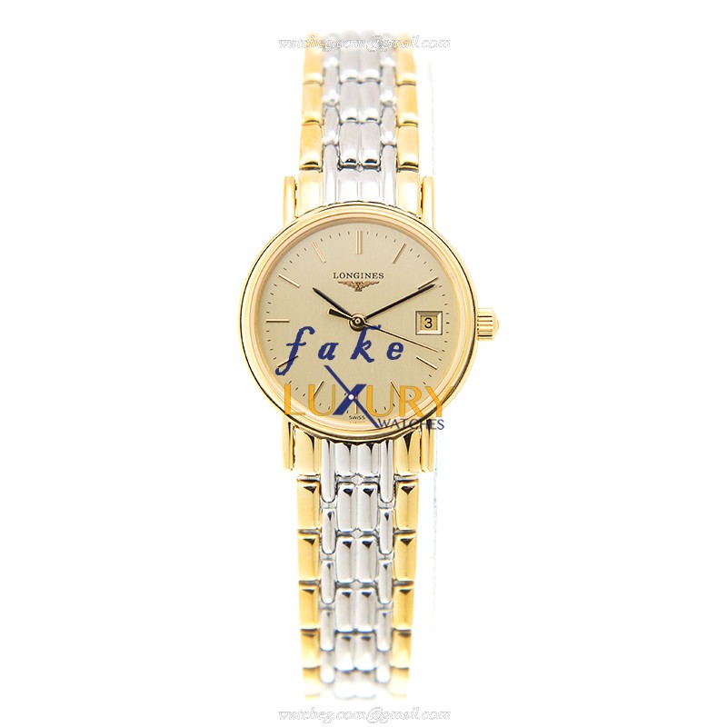 Longines L4.220.2.32.7 PRESENCE Quartz Gold Dial Gold-Plated Stainless Steel Replica Watch - Image 2