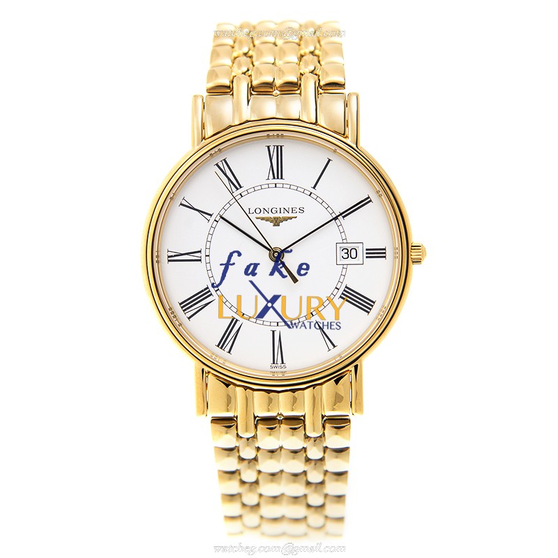 Longines L4.790.2.11.8 PRESENCE Replica Watch, Quartz, White Dial, Gold-Plated Steel Case - Image 2