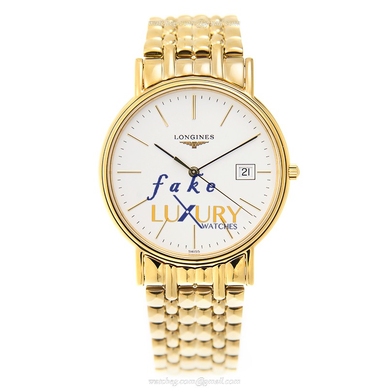 Longines L4.790.2.12.8 Quartz Gold-Plated Stainless Steel Replica Watch, White Dial, Gold Strap - Image 2