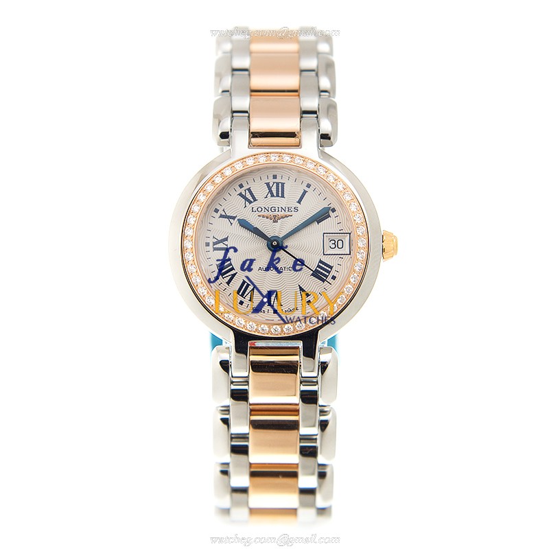 Longines L8.111.5.79.6 Prima Luna Automatic 18kt Rose Magic Diamond White Dial Replica Watch - Image 2