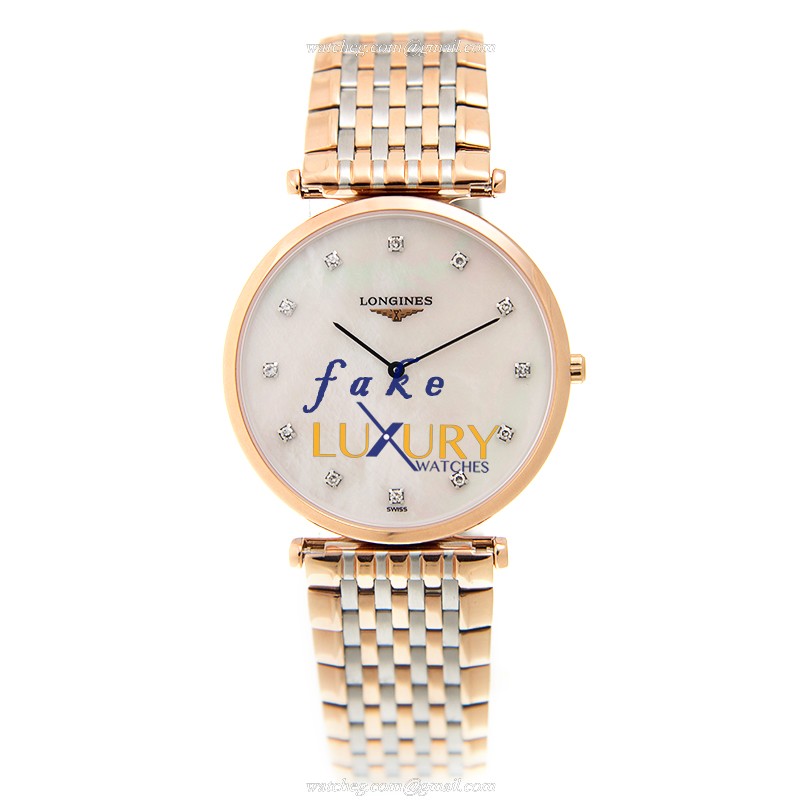 Longines La Grande L4.709.1.97.7 Quartz 33mm 18kt Rose Gold Steel White Mother of Pearl Dial - Image 2