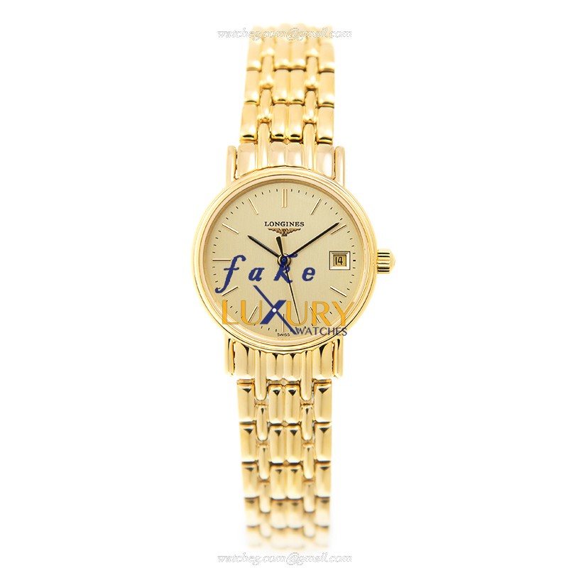 Longines L4.220.2.32.8 Presence Replica Watch, Gold Dial, Quartz Movement, Steel Case - Image 2