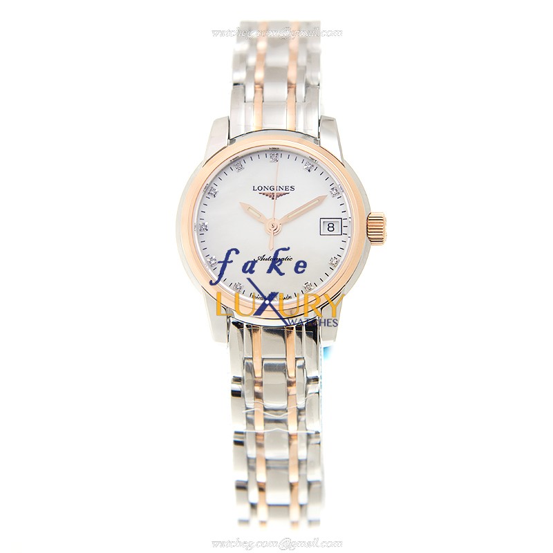 Longines L2.263.5.88.7 Saint Imier Replica Watch White Mother of Pearl Dial 18kt Rose Gold Steel - Image 2