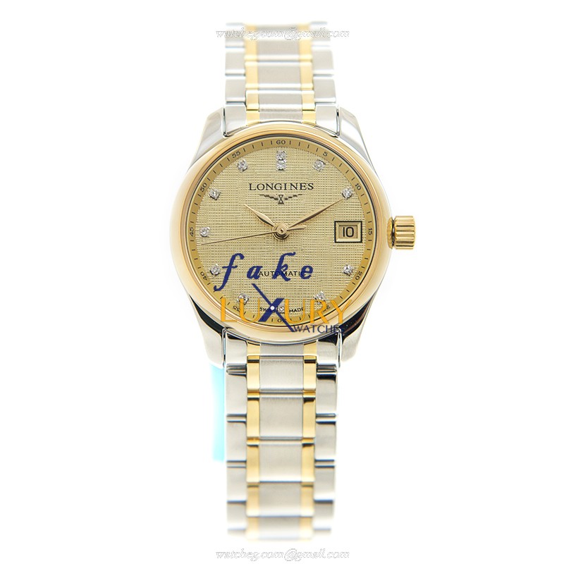 Longines L2.128.5.38.7 MASTER Replica Watch, Automatic Movement, 18kt Gold & Steel Case, Gold Dial - Image 2