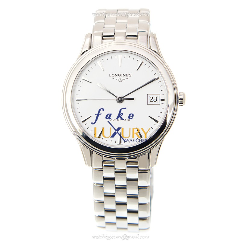 Longines L4.774.4.12.6 FLAGSHIP - Automatic Stainless Steel Replica Watch - White Dial - Silver - Image 2