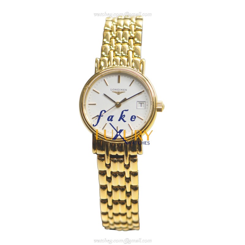 Longines L4.220.2.12.8 PRESENCE Replica Watch, Quartz Movement, White Dial, Gold-Plated Steel Case - Image 2