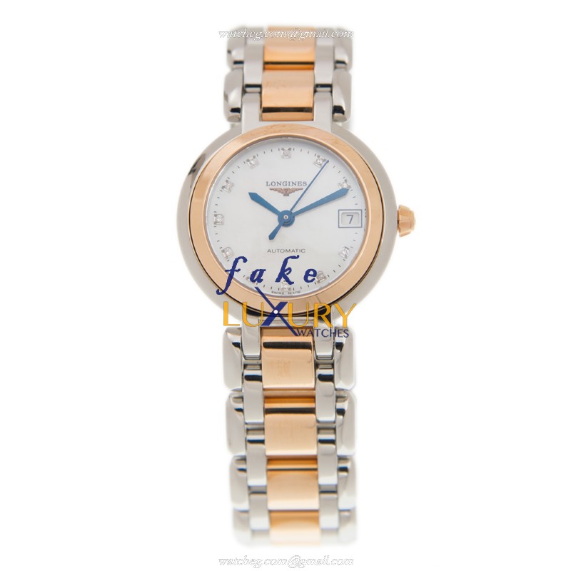 Longines Prima Luna L8.111.5.87.6 Automatic 18kt Rose Gold Steel Silver Dial Replica Watch - Image 2