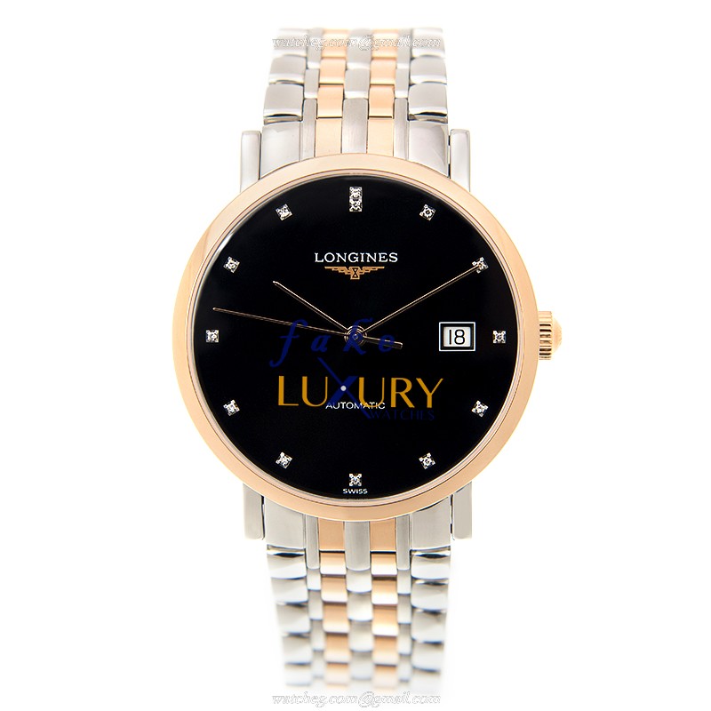 Longines L4.810.5.57.7 Replica Watch, Automatic, 37mm, Black Dial, Rose Gold & Steel - Image 2
