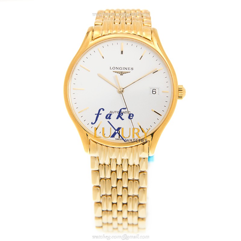 Longines L4.860.2.12.8 Lyre Replica Watch, Automatic Movement, White Dial, Gold-Plated Steel Case - Image 2