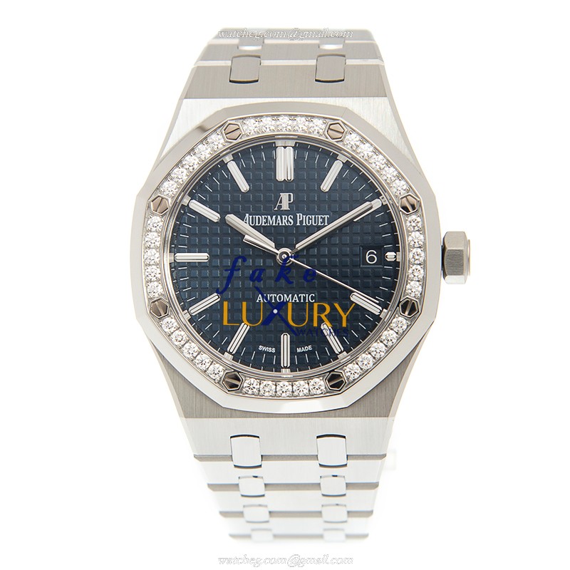 Audemars Piguet Royal Oak 15451ST.ZZ.1256ST.03 Automatic Blue Dial Stainless Steel Diamonds Replica - Image 2