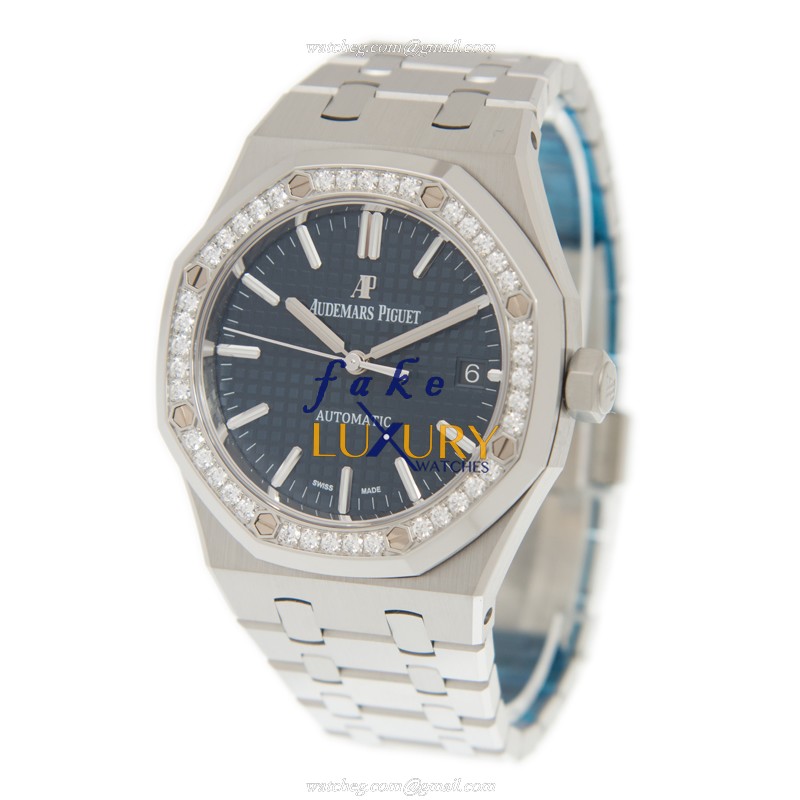 Audemars Piguet Royal Oak 15451ST.ZZ.1256ST.03 Automatic Blue Dial Stainless Steel Diamonds Replica - Image 3