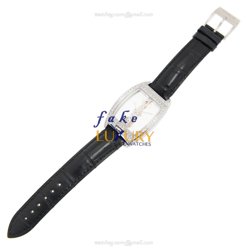 113.169.69/0001 0000 - Corum Bridge Replica Watch Manual Wind 18kt White Gold Diamond Transparent - Image 2