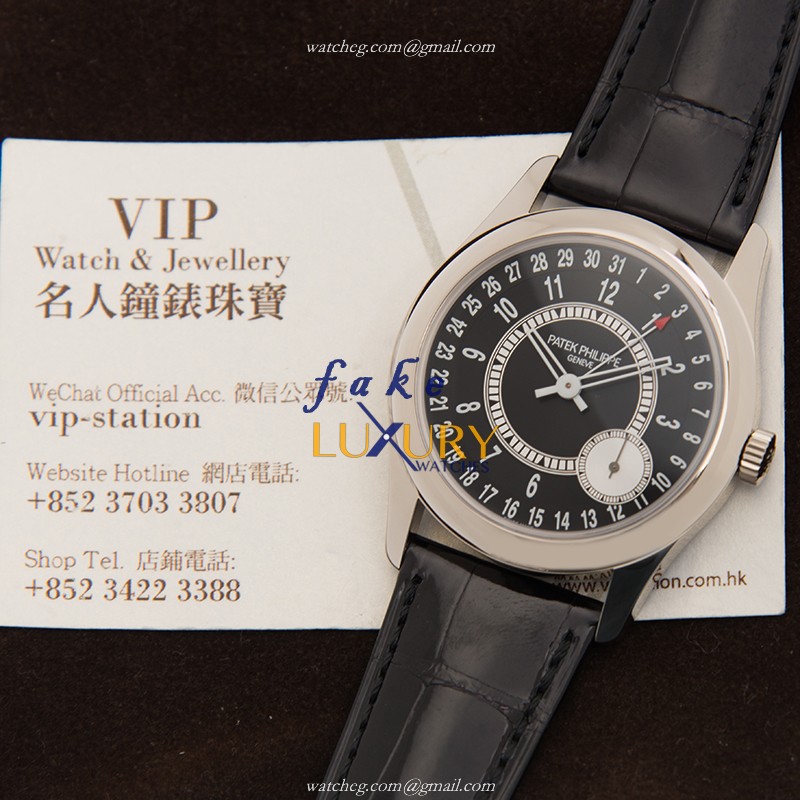 Patek Philippe 6006G-001 Calatrava Replica Watch, 18kt White Gold Case, Black Dial, Automatic - Image 5