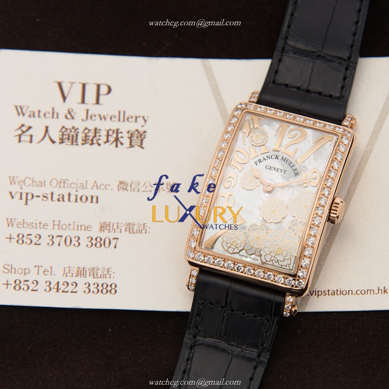 Franck Muller 952 QZ REL MOP BC D 1R LS 5N - BLACK STRAP - Replica Watch - Quartz - 18kt Rose Gold - Image 5