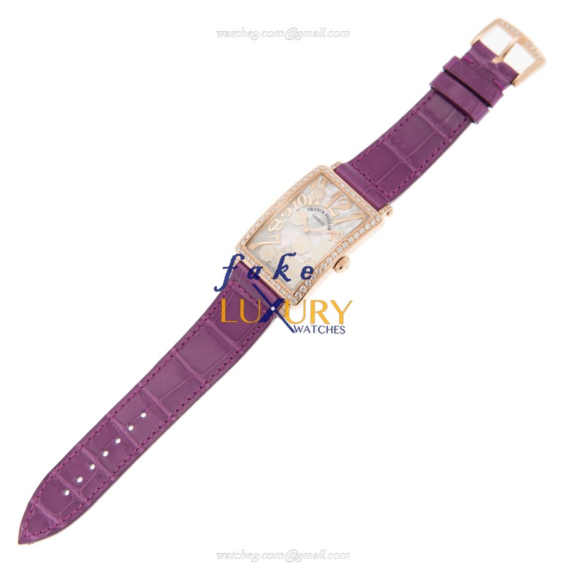 Franck Muller 952 QZ REL MOP BC D 1R LS 5N - Quartz - White MOP Dial - Purple Alligator - Replica - Image 2