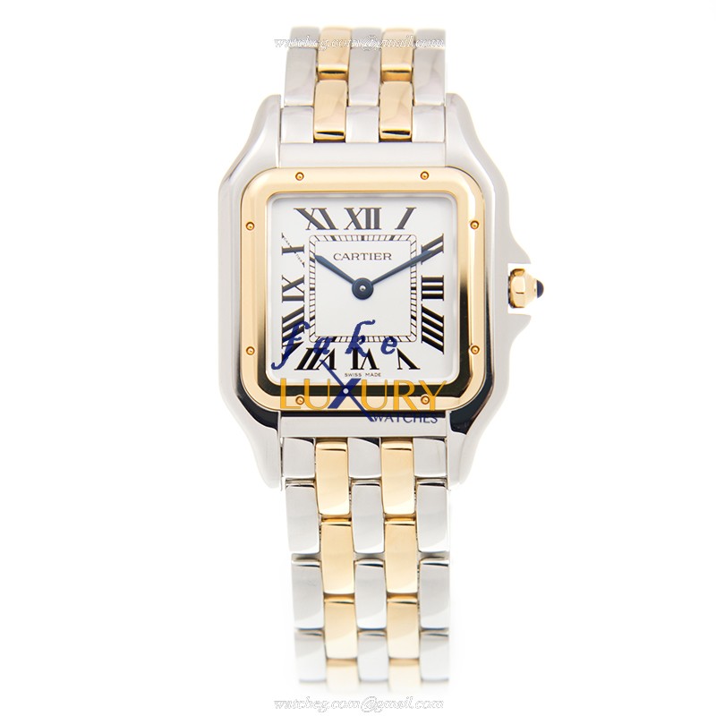 Cartier W2PN0007 PANTHeRE DE CARTIER Quartz 18kt Gold & Steel Replica Watch, White Dial, Silver & - Image 2