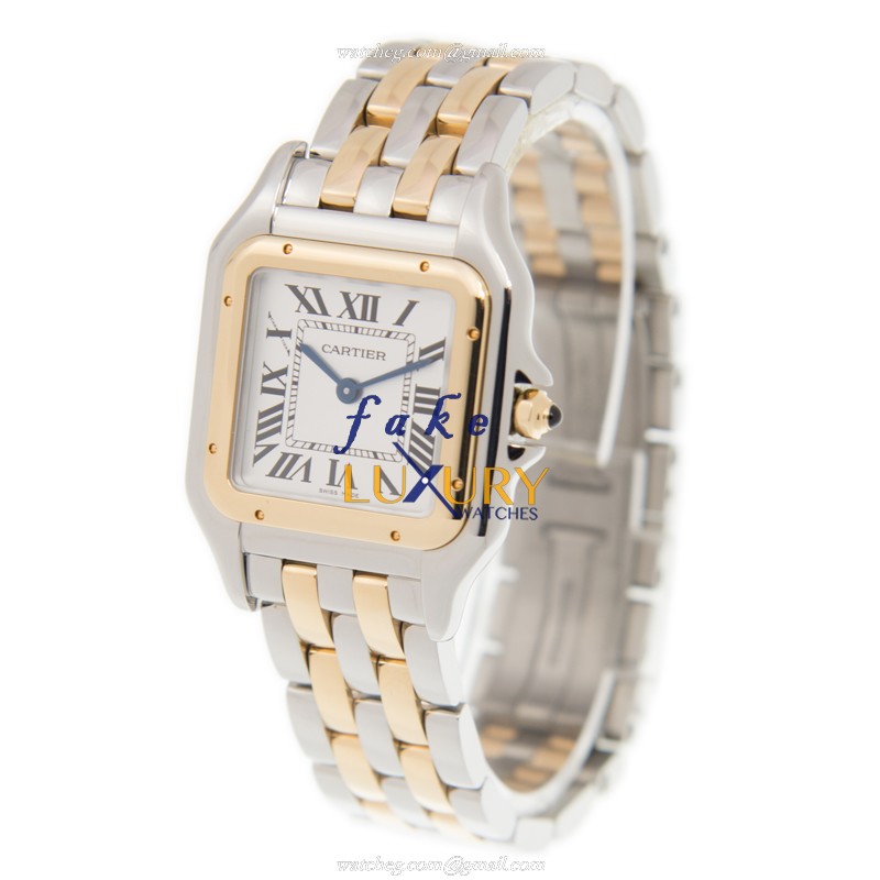 Cartier W2PN0007 PANTHeRE DE CARTIER Quartz 18kt Gold & Steel Replica Watch, White Dial, Silver & - Image 3