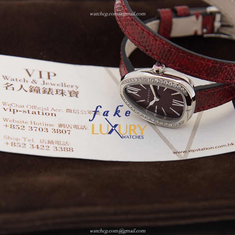 Bulgari 102780 Serpenti Quartz Red Dial Stainless Steel Diamonds Replica Watch - Image 5