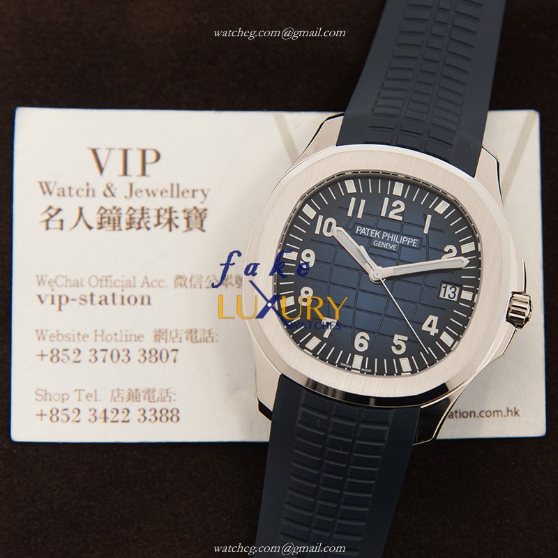 Patek Philippe 5168G-001 Replica Watch Automatic Blue Dial 18kt White Gold Case Rubber Strap - Image 5