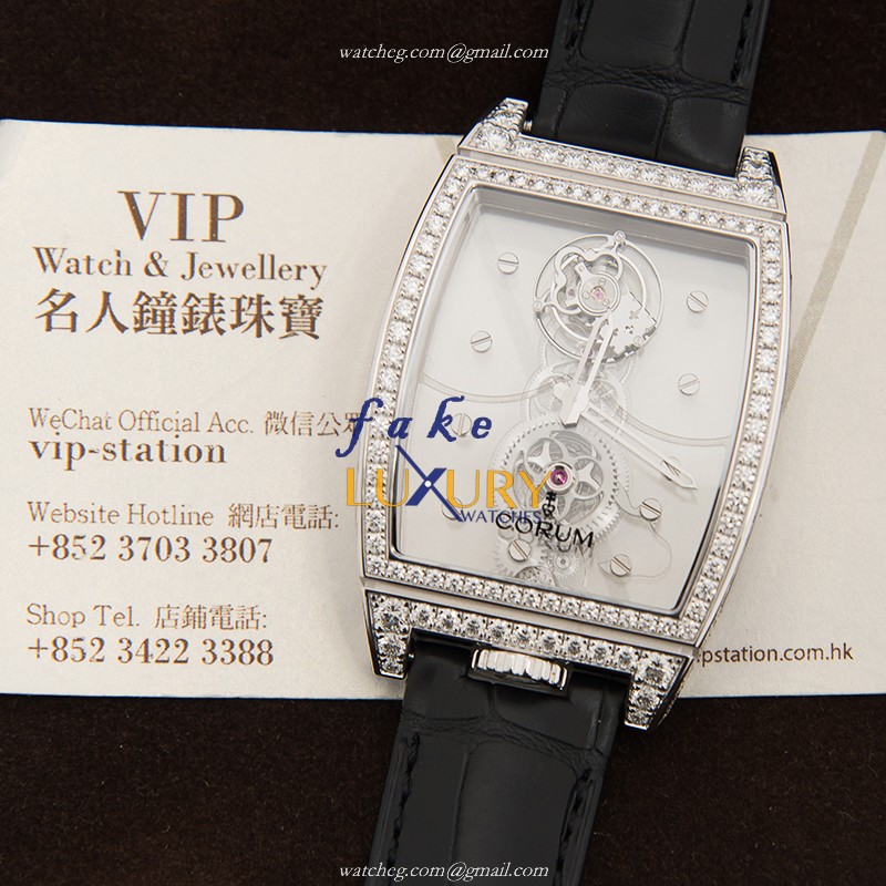 Corum 100.161.69-0F01 0000 BRIDGE | Manual Wind 18kt White Gold Diamond | Replica Watch - Image 5