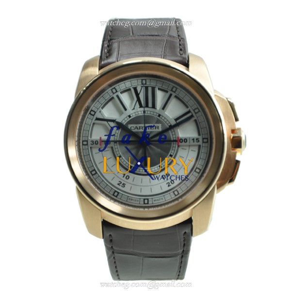 Cartier W7100004 Manual Wind 18kt Rose Gold Replica Watch, Swiss Movement, Gray Dial, Dark Brown - Image 2