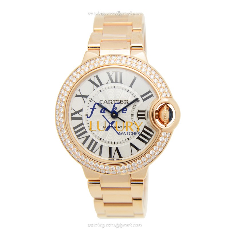 Cartier Ballon Bleu WE902064 Replica Watch, Automatic, 33mm Rose Gold & Diamond Case - Image 2