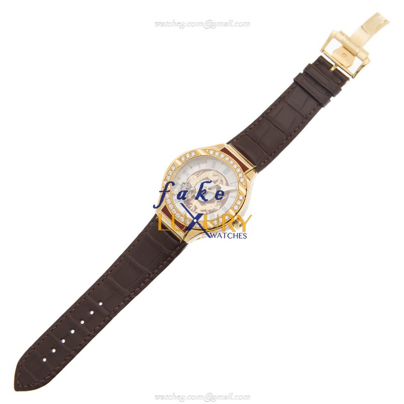 Piaget G0A33522 POLO Manual Wind 18kt Yellow Gold White Dial Alligator Brown Strap Replica Watch - Image 2
