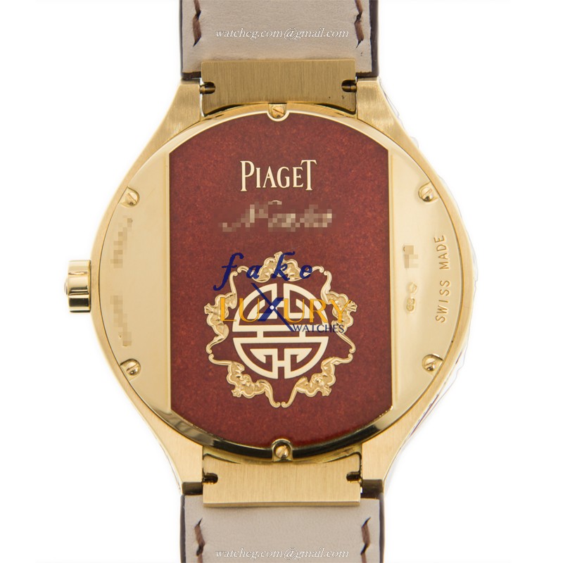 Piaget G0A33522 POLO Manual Wind 18kt Yellow Gold White Dial Alligator Brown Strap Replica Watch - Image 3