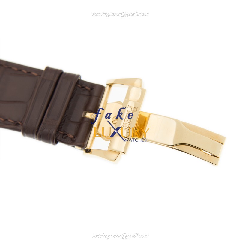 Piaget G0A33522 POLO Manual Wind 18kt Yellow Gold White Dial Alligator Brown Strap Replica Watch - Image 4