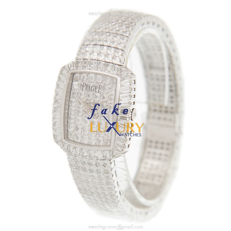 Piaget G0A32144 Limelight Replica Watch Quartz 28mm 18kt White Gold Diamond Silver Dial - Image 3