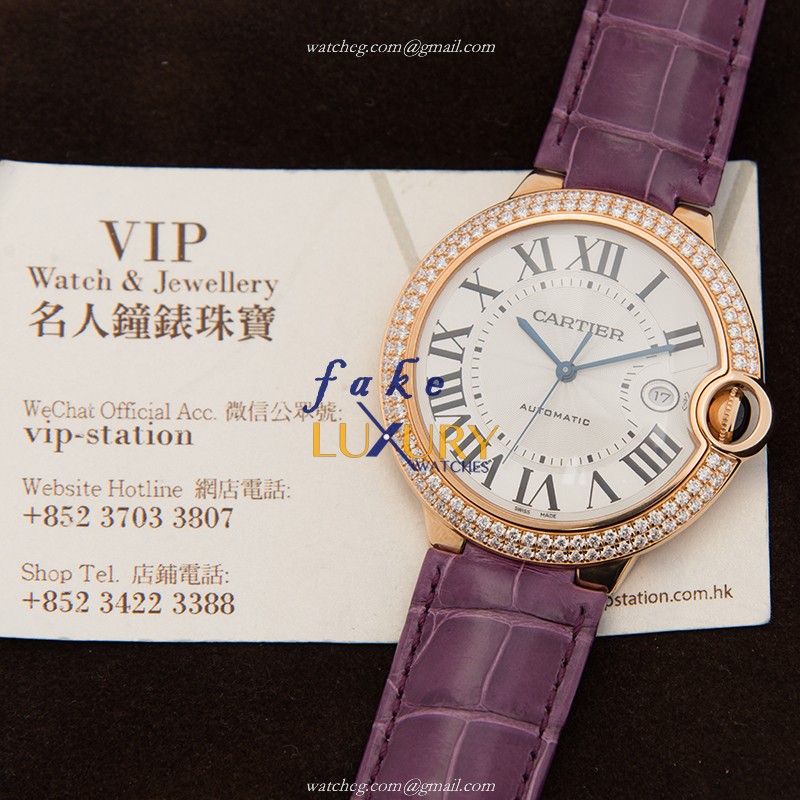 - CARTIER WE900851 BALLON BLEU AUTO 18K ROSE GOLD DIAMOND REPLICATE WATCH - Image 5