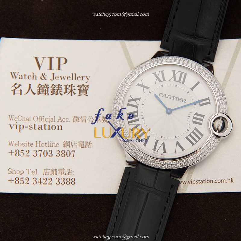 Cartier WE902056 Ballon Bleu Replica Watch Silver Dial 18kt White Gold Diamond Manual Wind - Image 5