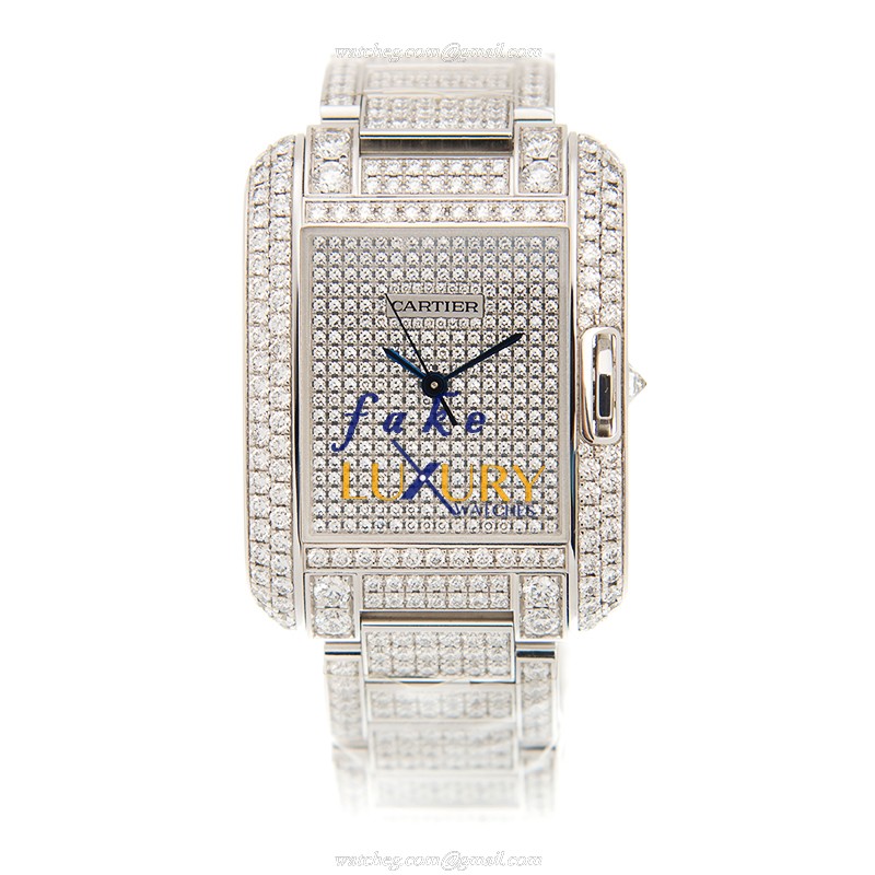 Cartier TANK HPI00561 Automatic 18kt White Gold Diamond Silver Dial Replica Watch - Image 2